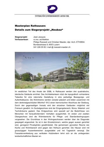 Masterplan Rathausen: Details zum Siegerprojekt âNeubauâ - SSBL