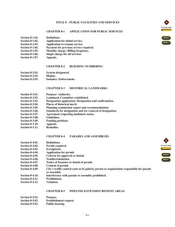 TITLE 8 â PUBLIC FACILITIES AND SERVICES CHAPTER 8-1 ...