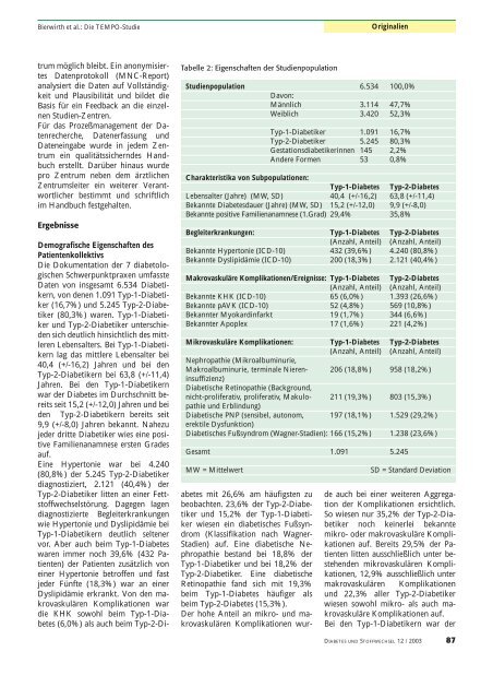 Die TEMPO-StudieÂ®: Kostenanalyse in der diabetologischen ...