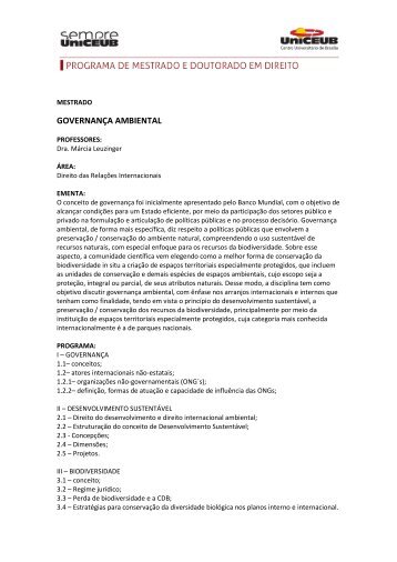 GOVERNANÃA AMBIENTAL - UniCEUB