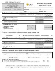 Mandatory Immunization Health History Form - UCF College of ...