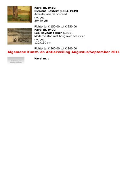 Algemene Kunst- en Antiekveiling Augustus/September 2011 ...