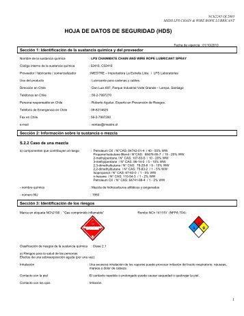 HOJA DE DATOS DE SEGURIDAD (HDS) - Imestre