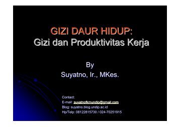 Gizi dan Produktivitas Kerja - Suyatno, Ir., MKes - Undip