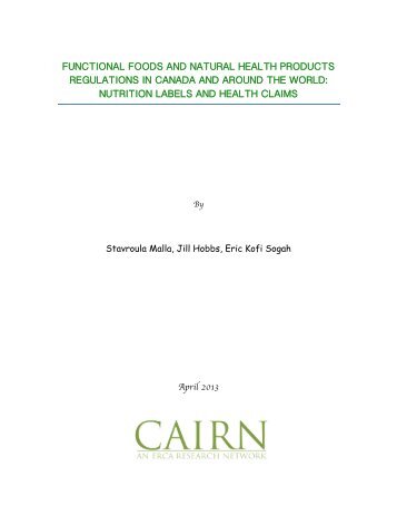 functional foods and natural health products regulations in canada ...