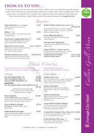 Callan Grill Bar Menu - Armagh City Hotel