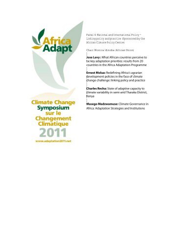 Linking policy and practice - Africa Adapt