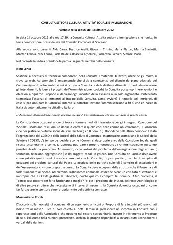 verbale della seduta 18-10-2012 - Comune di Scansano