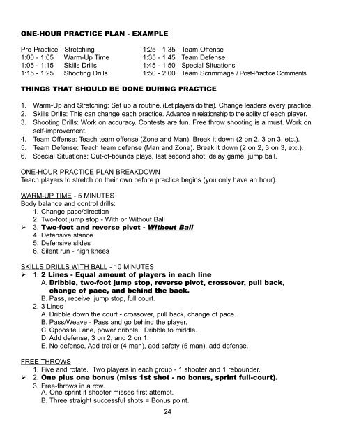 ONE-HOUR PRACTICE PLAN - Silicon Valley Section