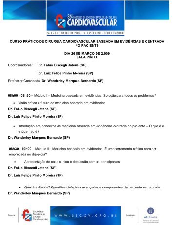 Programa Cientifíco - Sociedade Brasileira de Cirurgia Cardiovascular