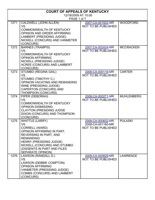 VS Kentucky Court of Justice VS Kentucky Court of Justice
