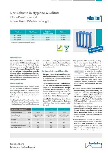 NanoPleat Filter mit innovativer HSN-Technologie - Freudenberg ...