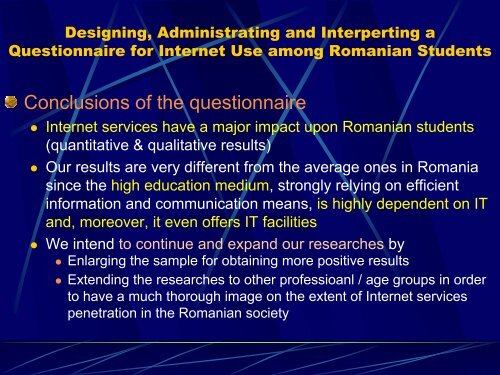 Internet Impact on Romanian Students