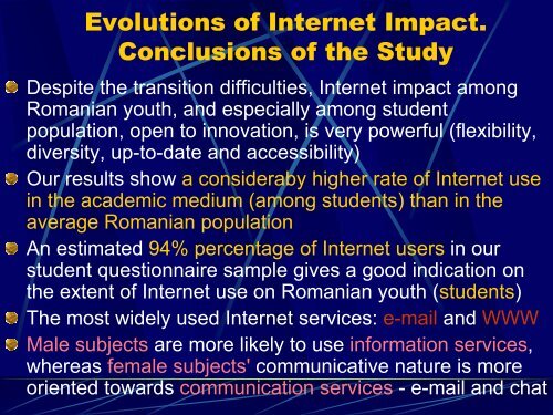 Internet Impact on Romanian Students