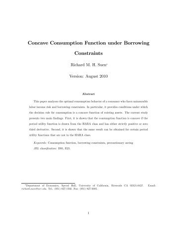 Concave Consumption Function under Borrowing ... - Economics