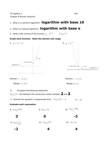 Algebra 2 Chapter 8 Review answers - WilsonSD.org