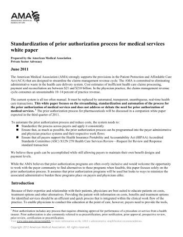 Standardization of prior authorization process for medical services ...