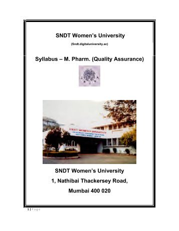 SNDT Women's University - Shreemati Nathibai Damodar ...
