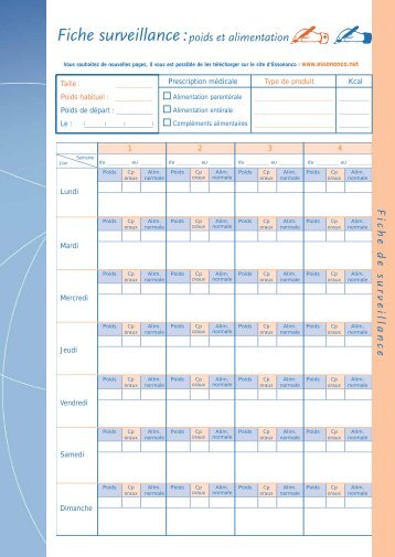 Fiche surveillance :poids et alimentation Fiche de ... - Essononco