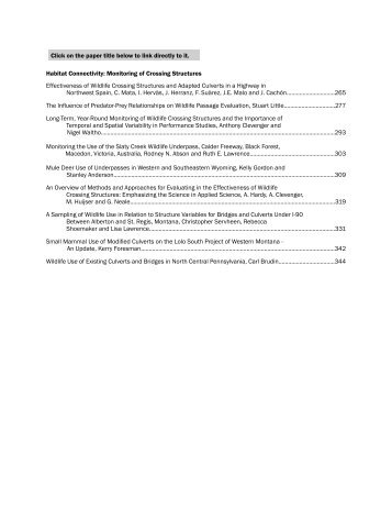 Habitat Connectivity: Monitoring of Crossing Structures ... - ICOET