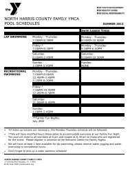 north harris county family ymca pool schedules - YMCA of Greater ...