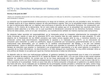 RCTV y los Derechos Humanos en Venezuela