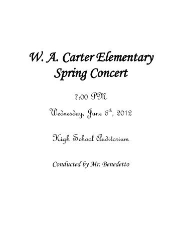 W. A. Carter Elementary Spring Concert - Middletown City School ...