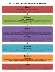 2012-2013 INCPAS Scholars Calendar August September October ...