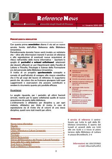 Reference News - Sistema bibliotecario di Ateneo - Università degli ...