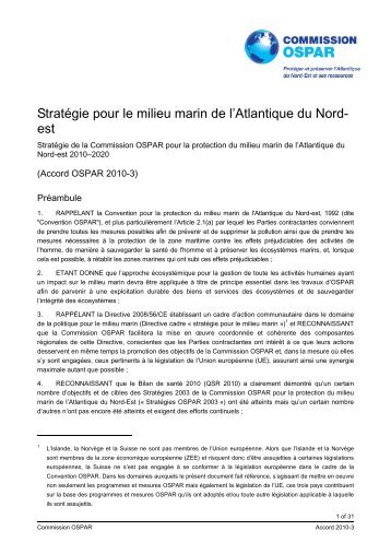 Stratégie pour le milieu marin de l'Atlantique du Nord- est - OSPAR ...