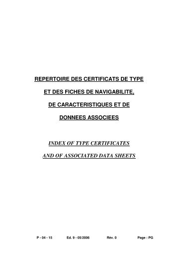 repertoire des certificats de type et des fiches - Consignes de ...