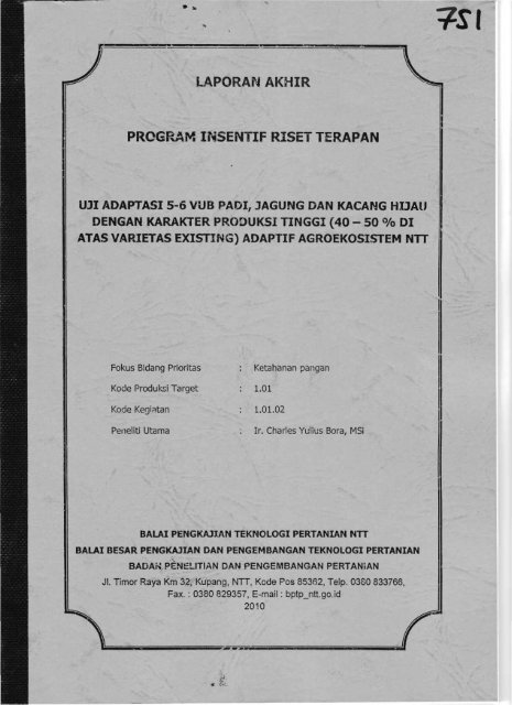PROGRAM INSENTIF RlSET TERAPAN - KM Ristek
