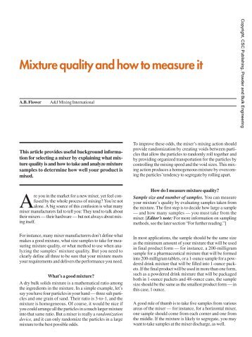 Mixture quality and how to measure it - Powder and Bulk ...