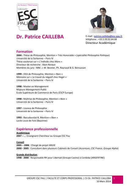 Dr. Patrice CAILLEBA - ESC Pau