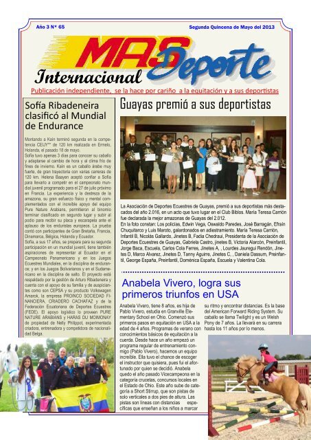 para ver Revista Mas Deporte 65 (2 Mb) - Caballos Ecuador