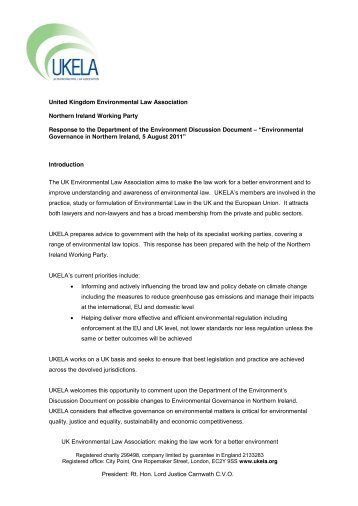 Response to DoE discussion document on establishing an ... - UKELA