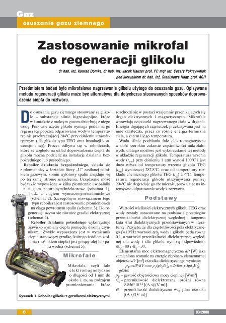 Zastosowanie mikrofal do regeneracji glikolu - PBG SA