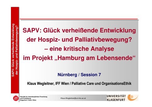 Vortrag Klaus Wegleitner - End-Of-Life-Care