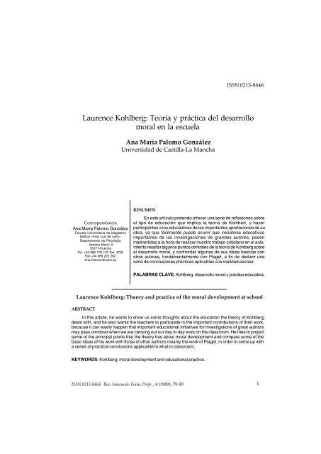 Teoría y práctica del desarrollo moral en la escuela - Dialnet