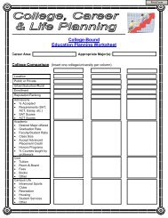 College-Bound Education Planning Worksheet - College Career Life ...