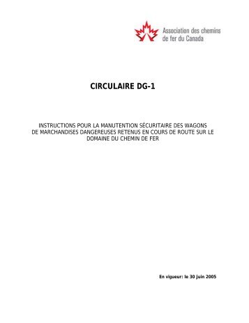 CIRCULAIRE DG-1 - Railway Association of Canada