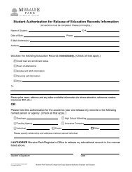 Student Authorization for Release of Education Records Information