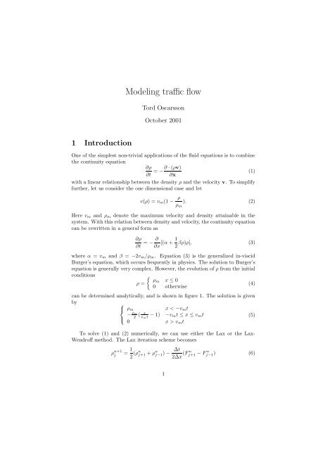 Modeling traffic flow