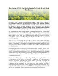 Regulation of Male Sterility in Canola for Use in ... - SaskCanola