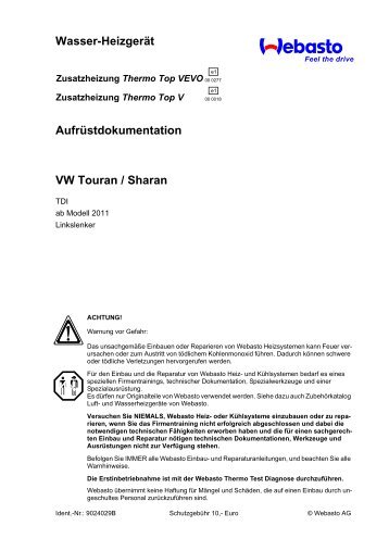 Wasser-Heizgerät Aufrüstdokumentation VW Touran ... - Ersatzteilbox