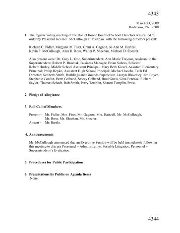 03-23-09 School Board Minutes - Daniel Boone Area School District