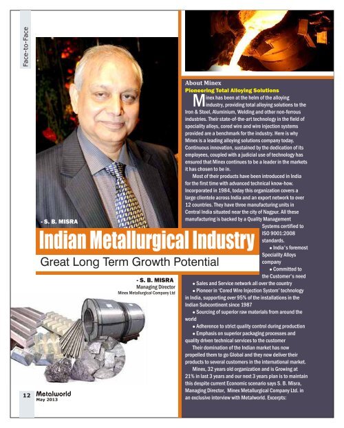 Indian Metallurgical Industry Great Long Term.. - Metalworld.co.in