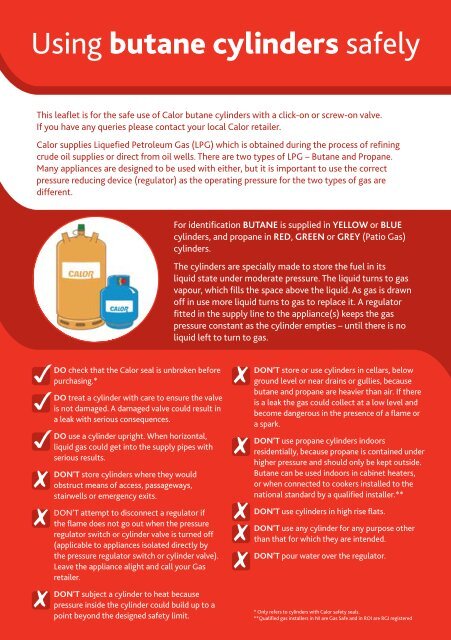 Using Butane Cylinders Safely Calor Gas