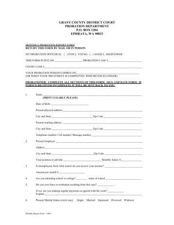 Probation Report Form - English - Grant County