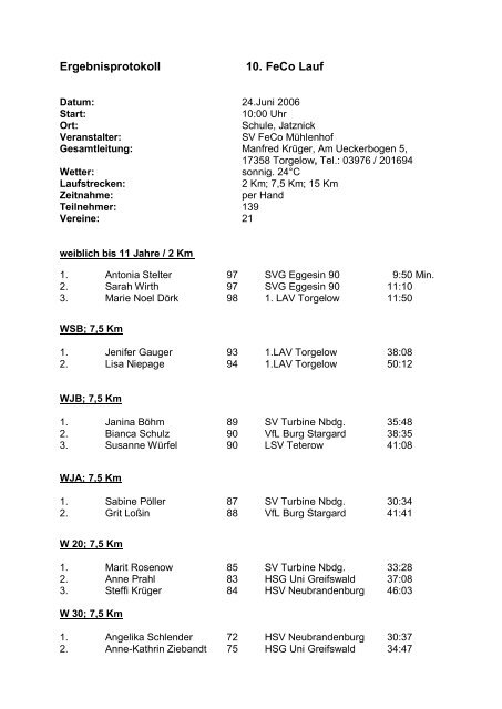 Ergebnisprotokoll 10. FeCo Lauf - uer-leichtathletik-verband